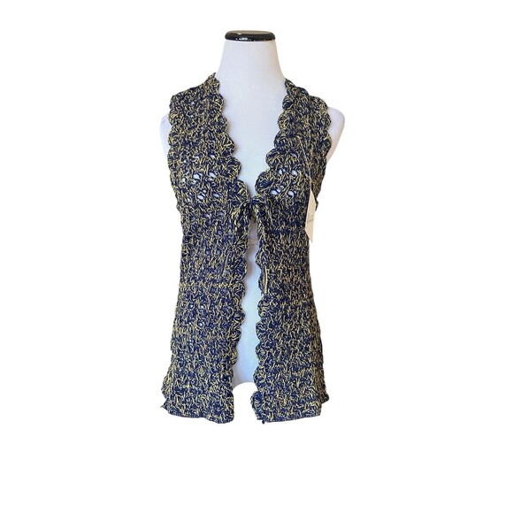 Vintage 60s 70s Helen Sue Crochet Knit Sweater Vest Open Grannycore Boho Hippie - Picture 1 of 12